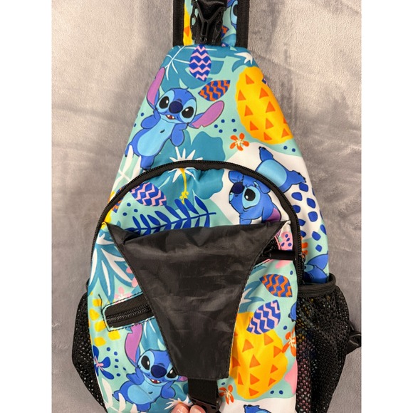 Disney Lilo & Stitch Tropical Sling Backpack Blue Crossbody Travel Bag Stitch - Picture 3 of 8